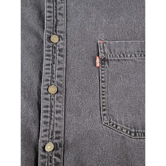 Levi's Denim Shirt XL Button Up Black Fade Workwear Y2K Vintage Style Cotton - Picture 5 of 6